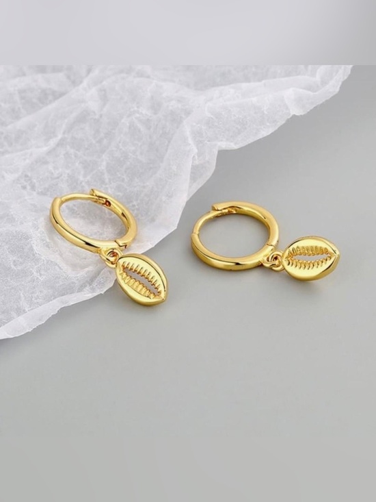 Anthropologie Jewelry - Gold Cowrie Hoop Earrings